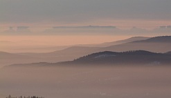 Zrcadlení (fata morgána) Alp z Boubína, 10.2.2011 v 7:33 hod. SEČ